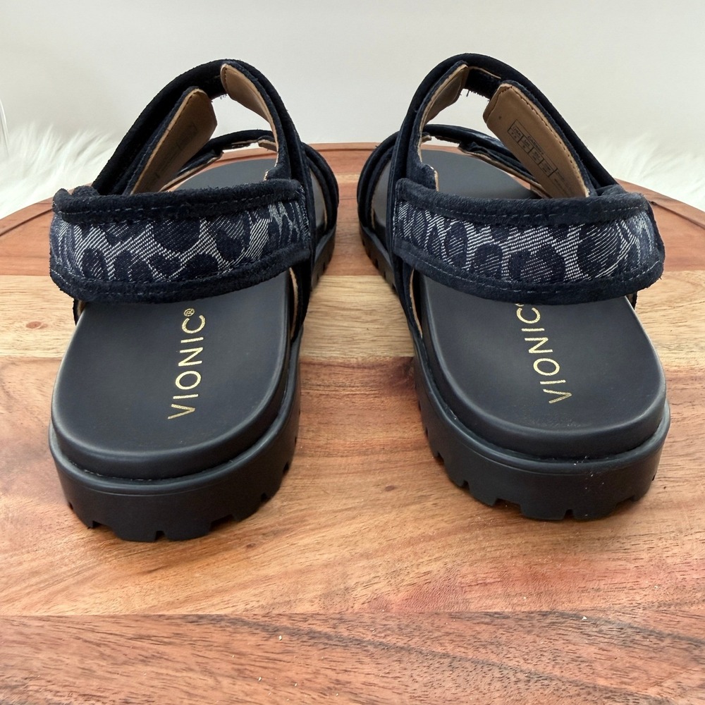 Vionic Cassidy Denim Multi Leopard Print Sandals Womens 8 Orthotic Comfort Blue - Picture 5 of 10